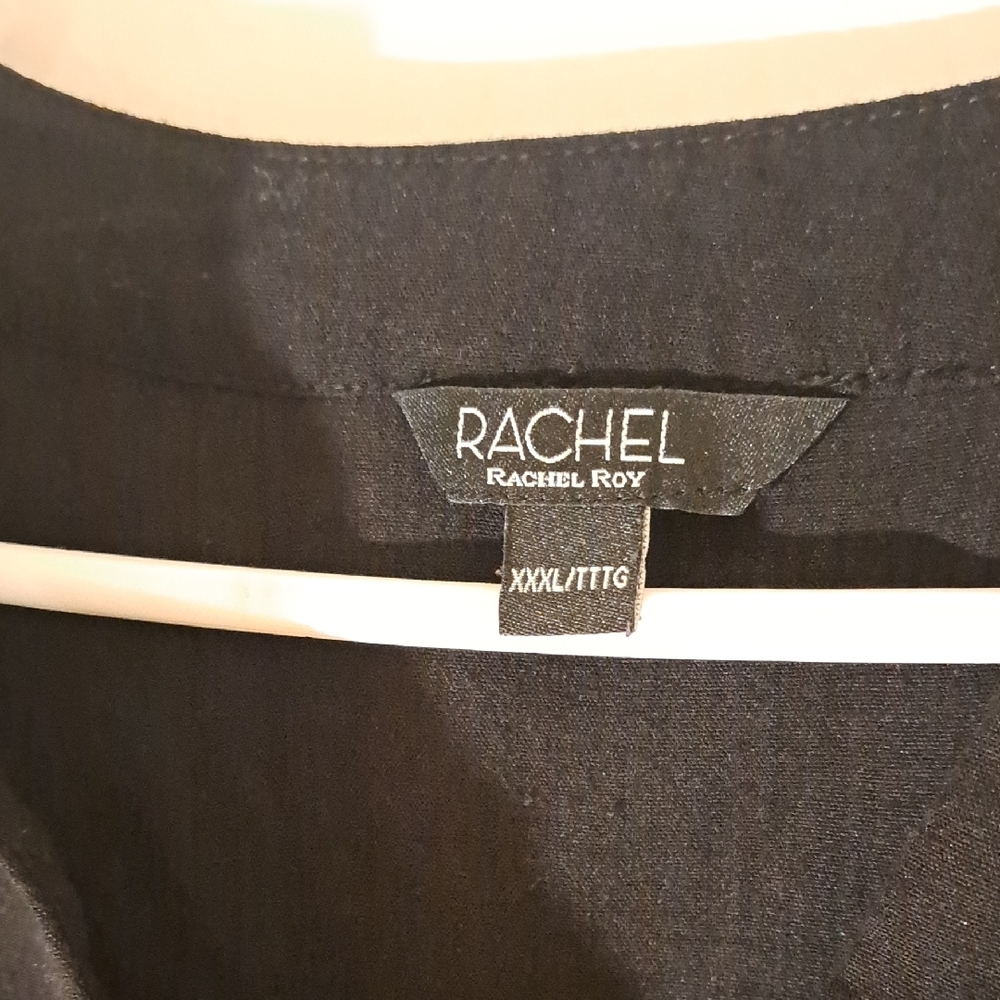 152 - RACHEL by Rachel ROY lightweight Women's Black V-Neck Short Sleeve Blouse - Picture 2 of 10